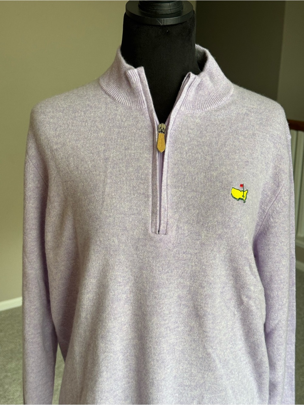 Masters Clubhouse Italian Cashmere Azzurro Quarter Zip Sweater Medium Lavender